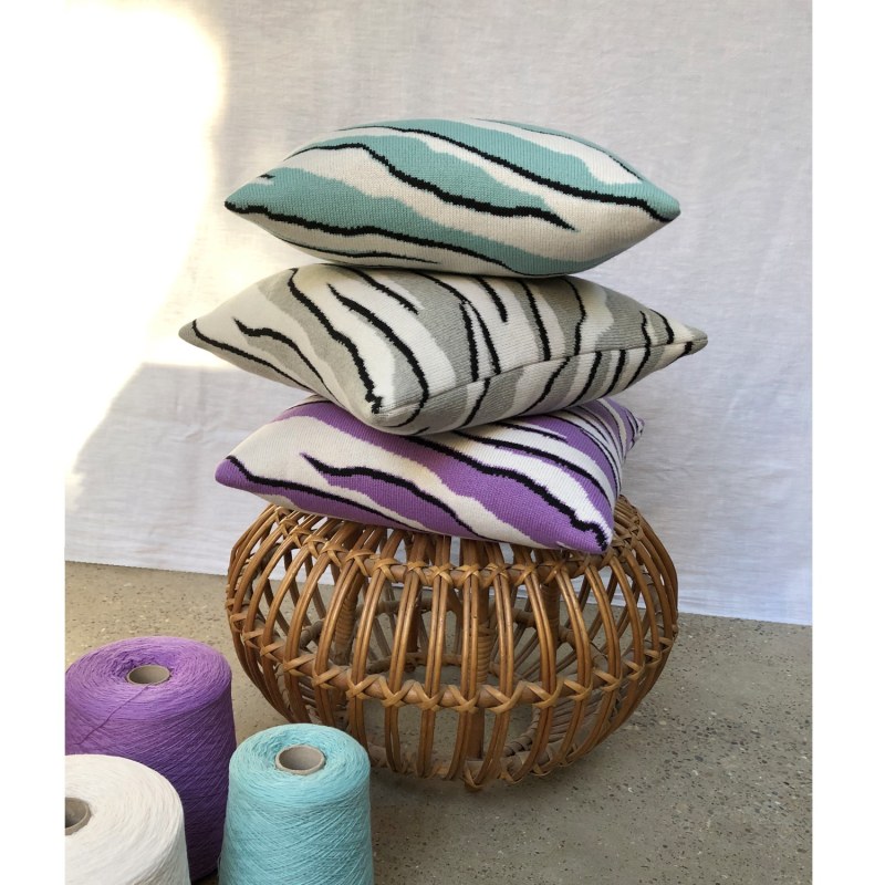 Thumbnail of Wild Tiger Wool & Cashmere Knitted Cushion Turquoise image
