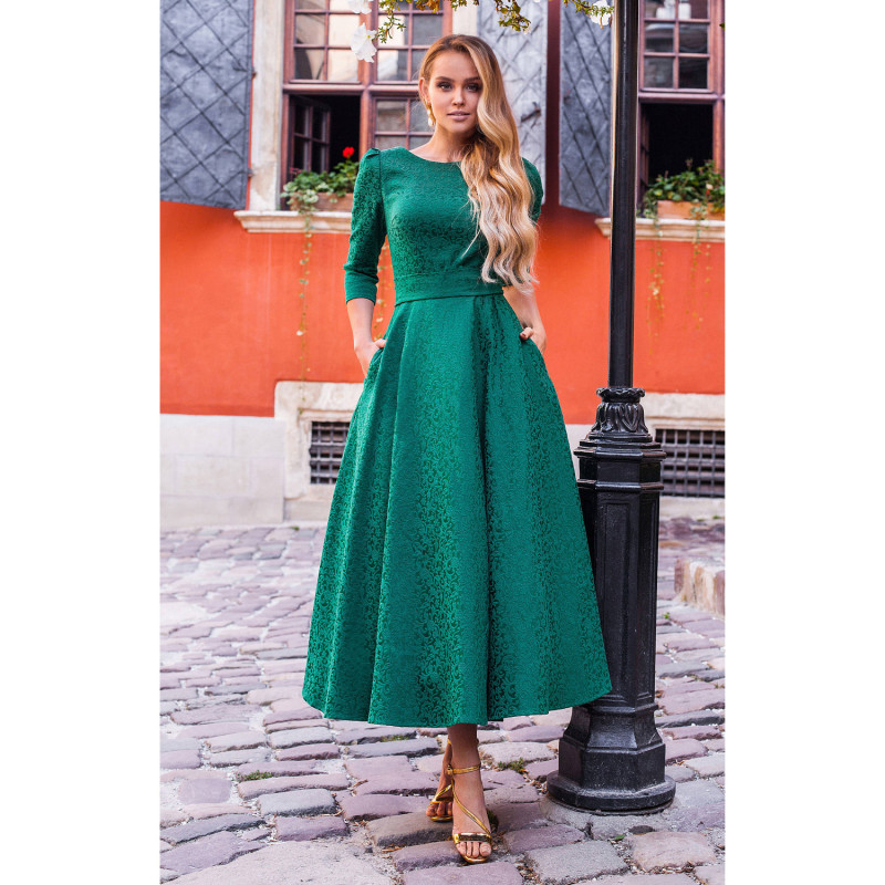 Jacquard Dress Alyzee Green by MATSOUR'I