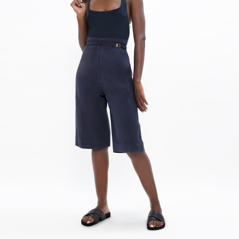 Thumbnail of Florence Organic Cotton Twill Bermuda Shorts In Summer Night Blue image