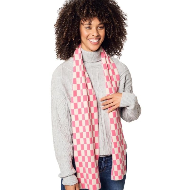 Thumbnail of Modern Chequered Cashmere Scarf Pink image