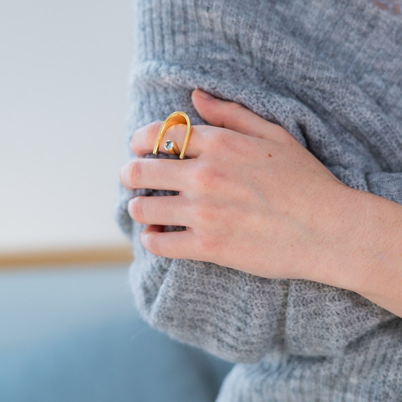 Thumbnail of Lunaria Gold Cocktail Ring With Blue Topaz image