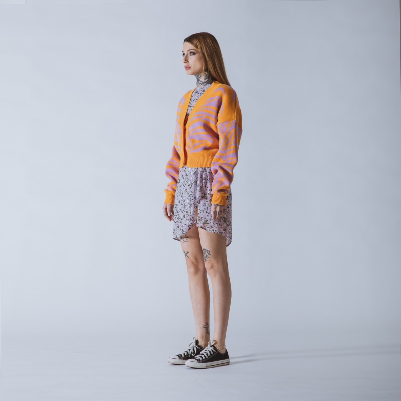 Thumbnail of Janis Cropped Orange/Lilac Tiger Cardigan image