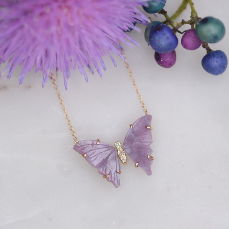 Thumbnail of Purple Paraiba Tourmaline Butterfly Necklace With Diamonds image