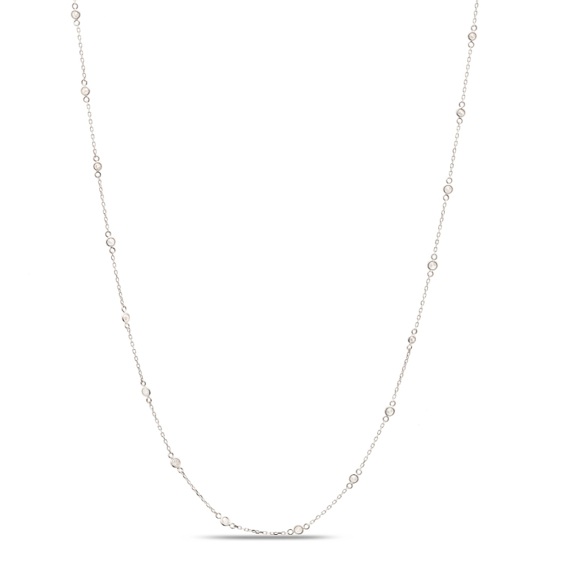 Thumbnail of Diamond Fin Long Necklace In 18K White Gold image