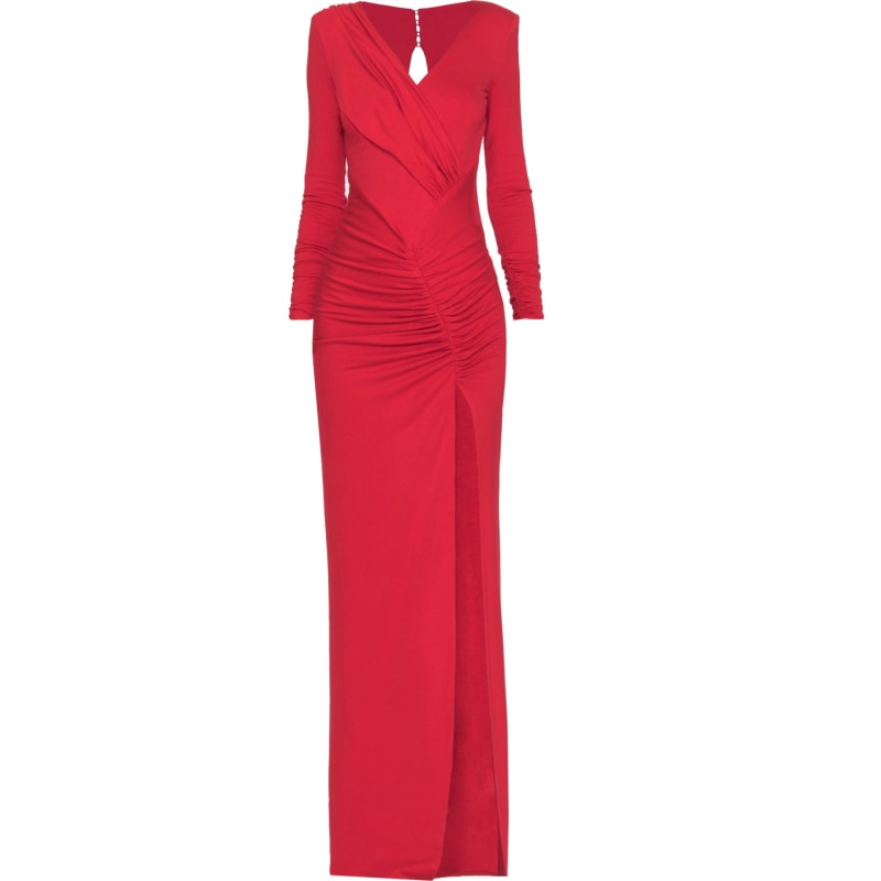 Thumbnail of Aurora Long Draped Dress Red image