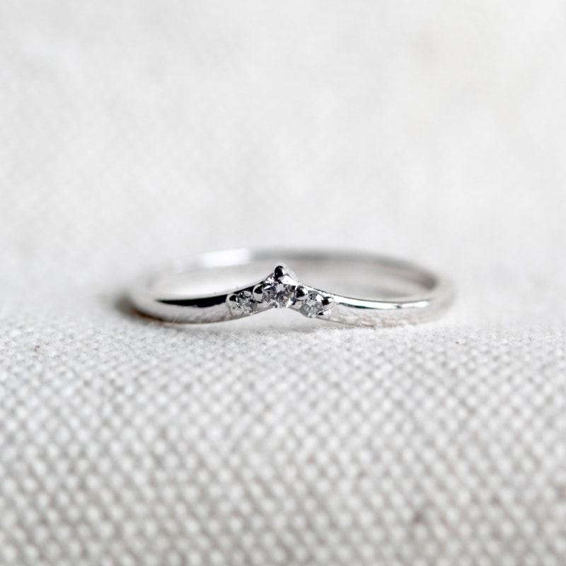 Thumbnail of Natural Diamond Platinum Curve Ring image