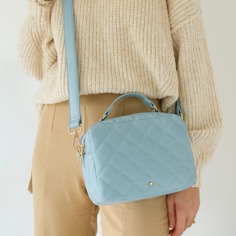 Quilted Sasha Vegan Leather Bag Powder Blue Johnny Loves Rosie Wolf & Badger