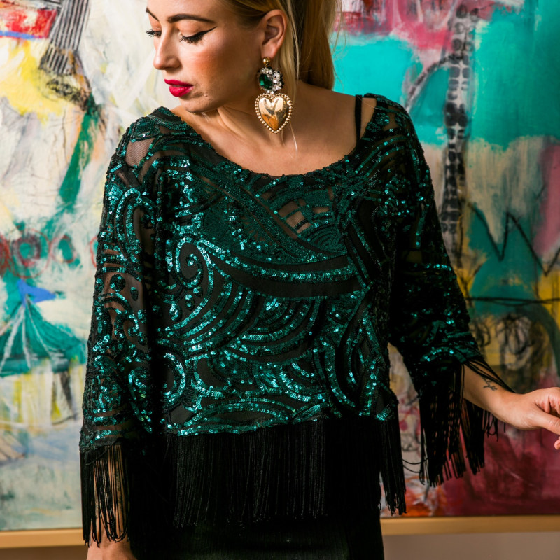 Thumbnail of Emerald City Sequin Fringe Top image