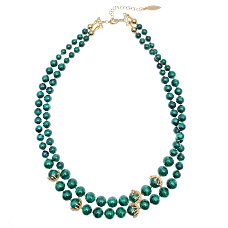 Thumbnail of Malachite Double Strands Sophisticated Necklace image