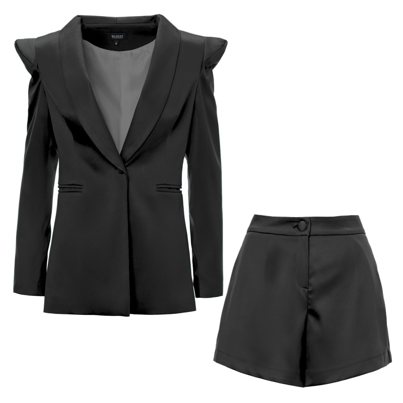 Thumbnail of Tafetta Black Suit With Sharped Shoulders Blazer image