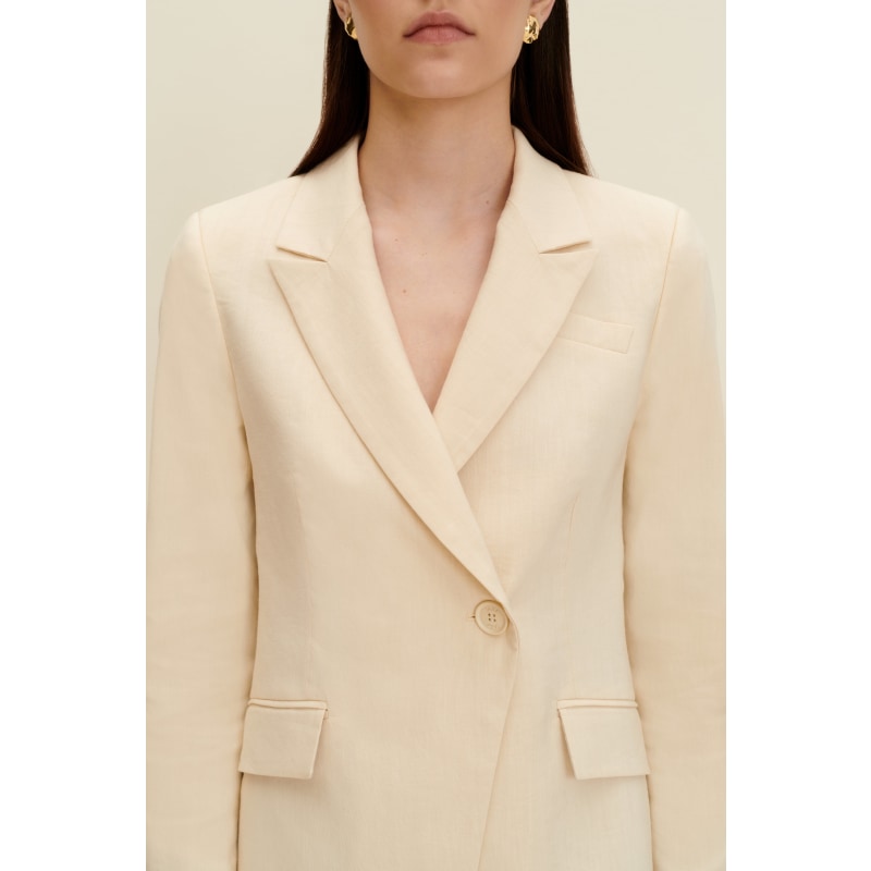 Thumbnail of Tailored Asymmetric Blazer In Sandy Beige image