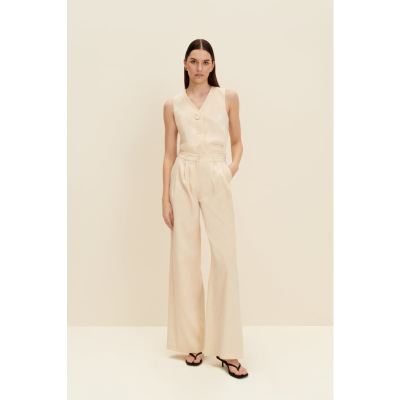 Thumbnail of Tailored Wide-Leg Pants In Sandy Beige image