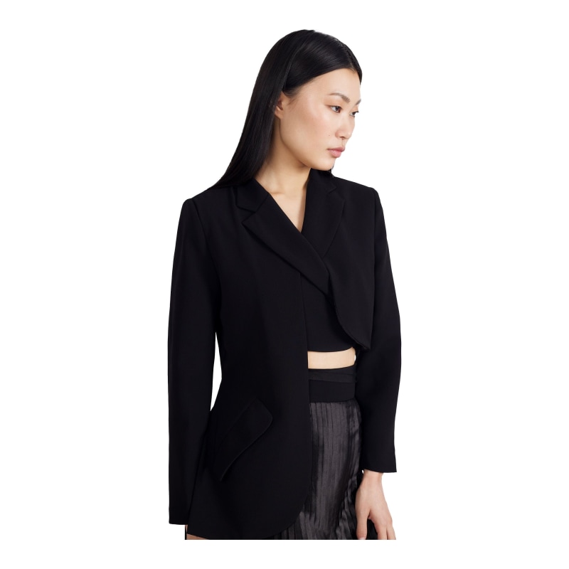 Thumbnail of Black Asymmetric Jacket With Wrap-A-Round Front image
