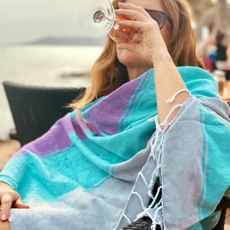 Thumbnail of Talia Hammam Towel - Lavender / Mint image