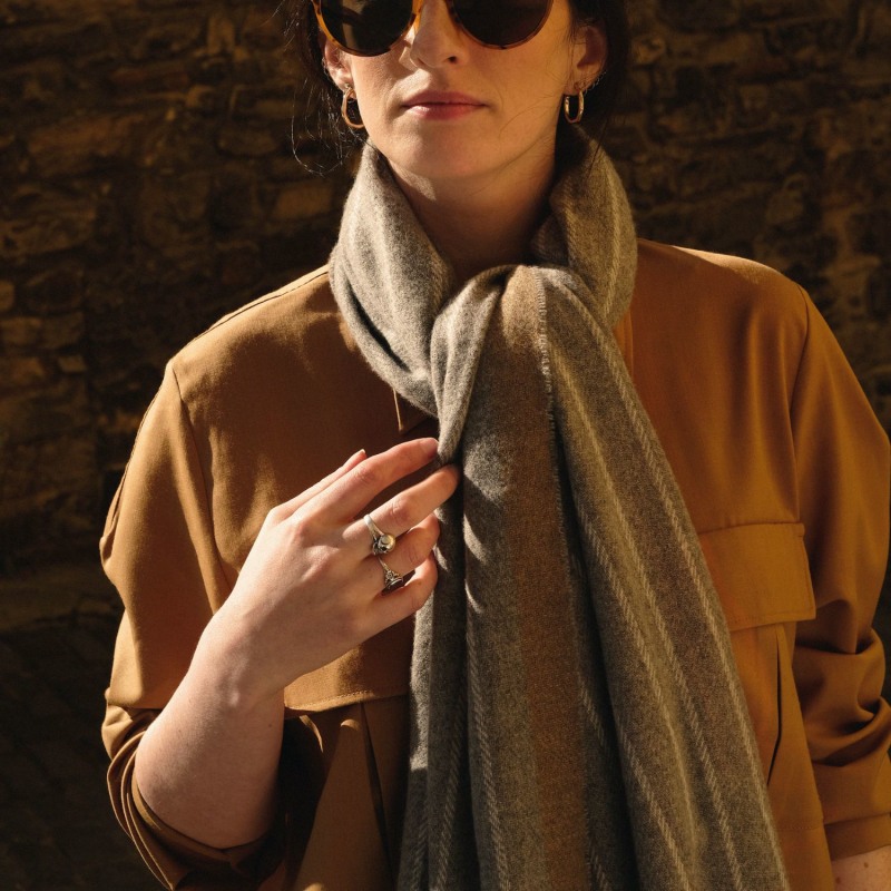 Thumbnail of Talisker Natural Pinstripe Scarf image