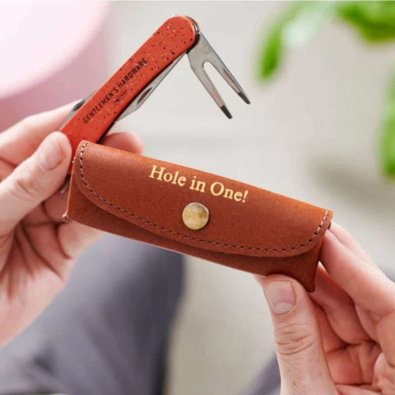 Thumbnail of Tan Leather Golf Tool & Holder  - Hole In One image
