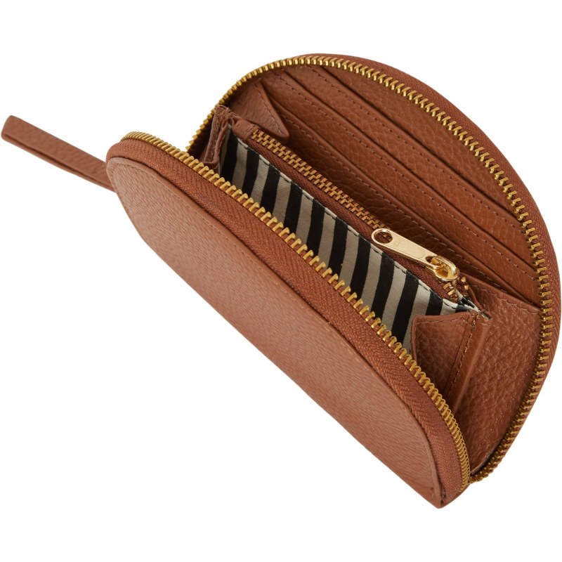 Thumbnail of Tan Leather Zip Around Half Moon Purse image