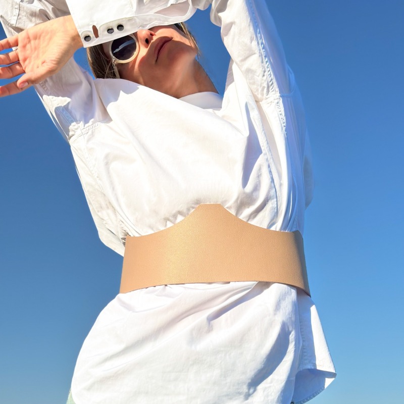 Thumbnail of Tan Wide Leather Corset Belt image