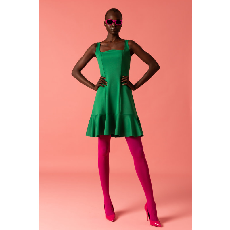 Thumbnail of Tank Dress With Ruffled Hemline In Green image