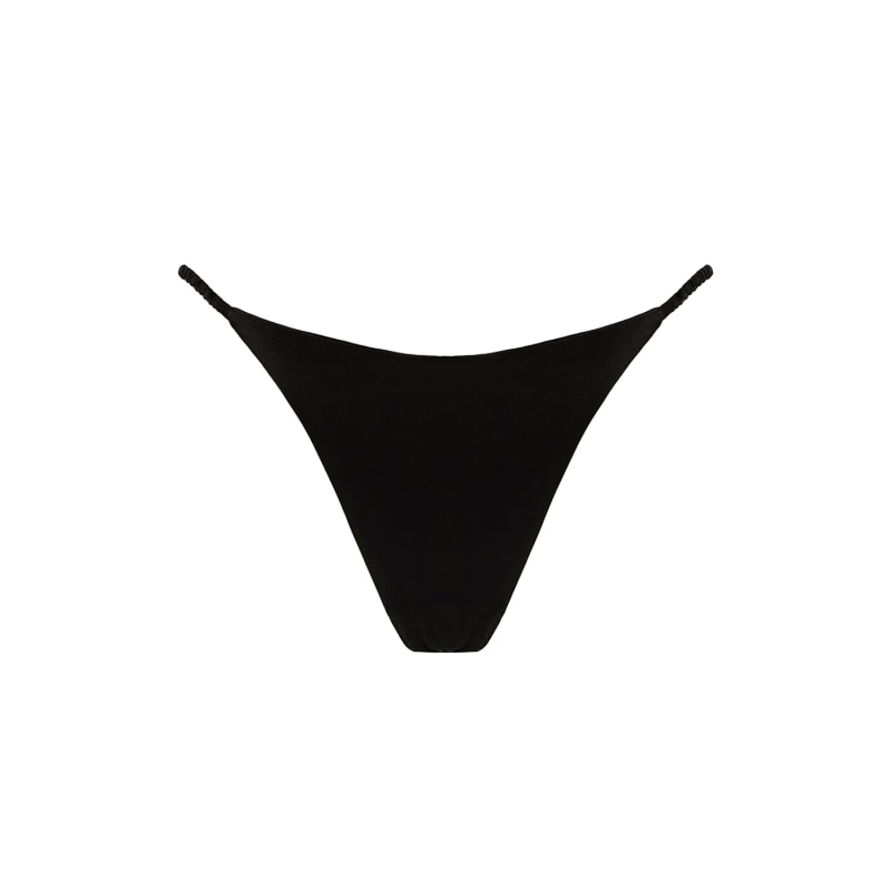 Thumbnail of Tara Black Silk Full Brief Bottom With Elastic Side Straps image