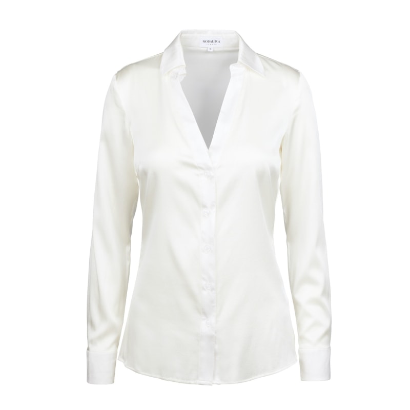 Thumbnail of Cora 100% Organic Peace Silk Fitted Shirt With Open Cleavage image