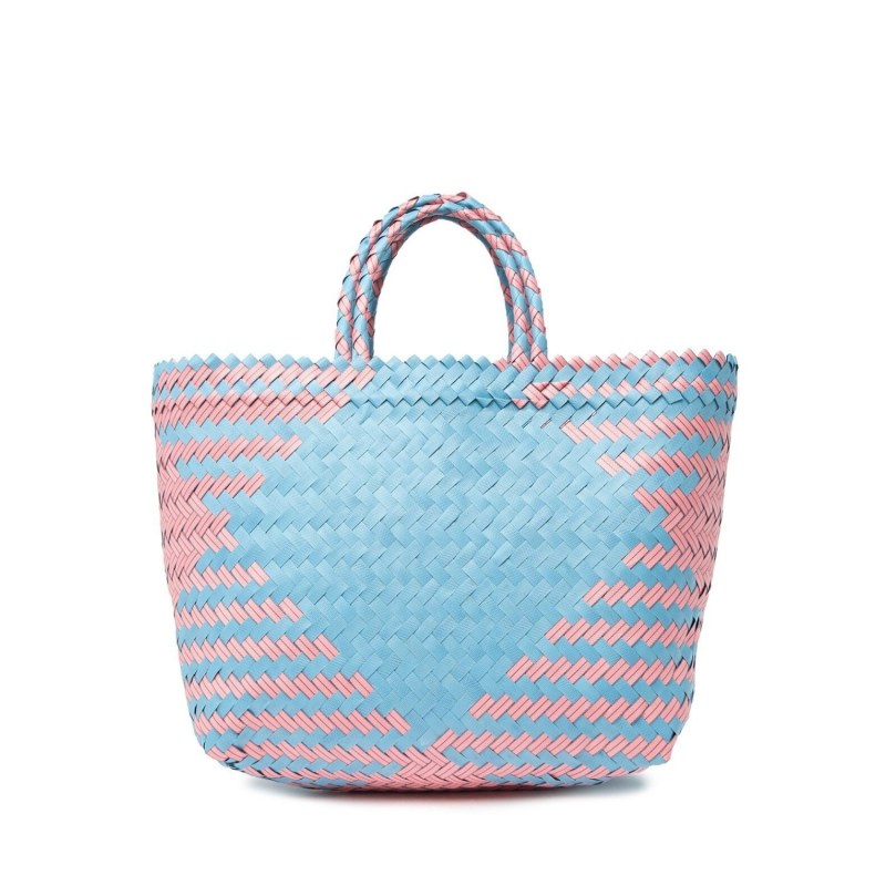 Thumbnail of Jasmin Recycled Plastic Woven Shopper Tote in Blue & Pink image