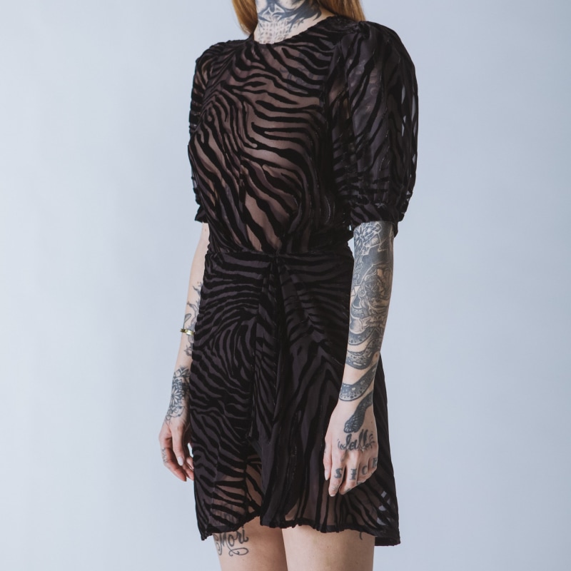 Thumbnail of Joan Short Black Devoré-Velvet Dress image