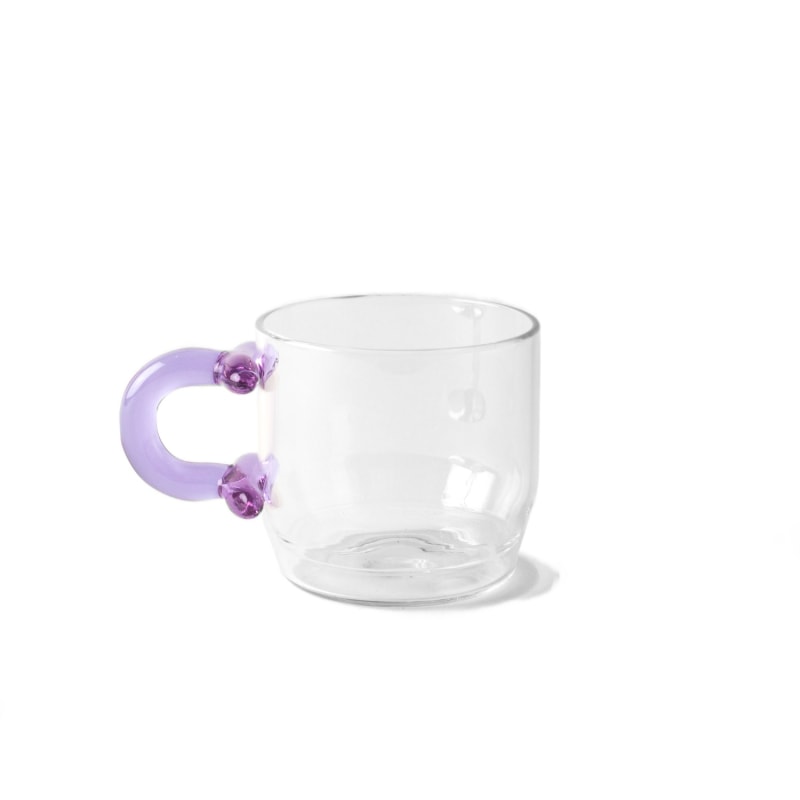Tea Time Coffee & Tea Glass Cup With Ring-Shaped Handle - Pink & Purple, And Jacob