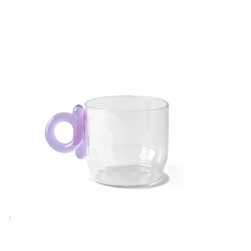 Tea Time Coffee & Tea Glass Cup With Spiral Handle - Pink & Purple