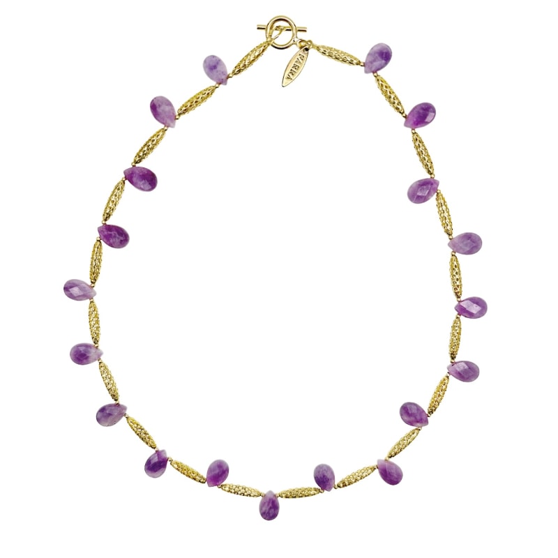 Thumbnail of Teardrop Amethyst Collar Short Necklace image