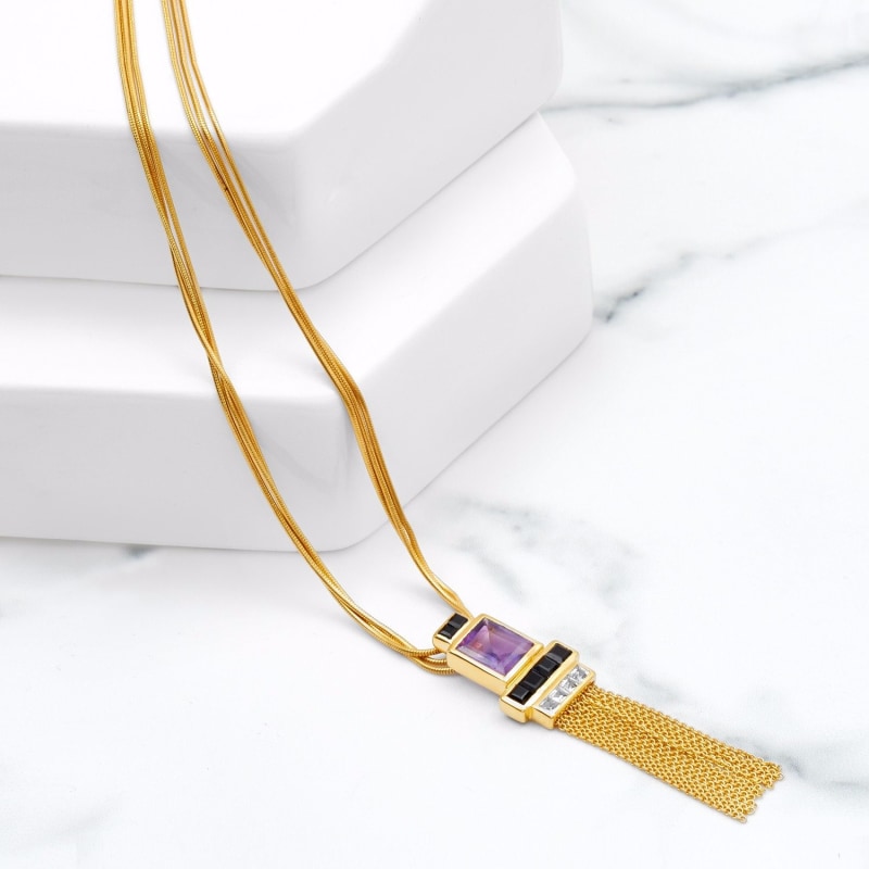 Thumbnail of Gold Necklace With Amethyst Gemstone Charleston image