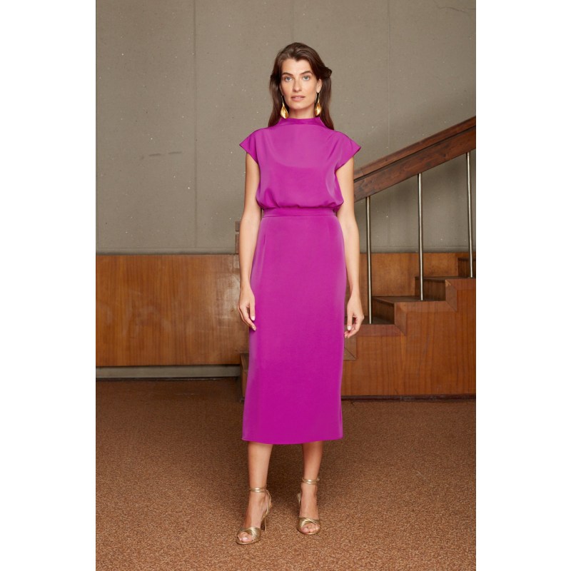 Thumbnail of Tessa Magenta Pink Kimono Midi Dress image