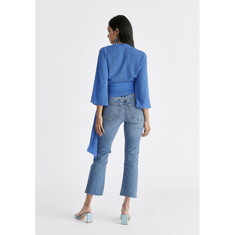 Blue Wrap Kimono Dress
