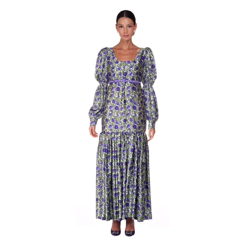 Thumbnail of Long Purple ‘Botanica’ Print Dress image