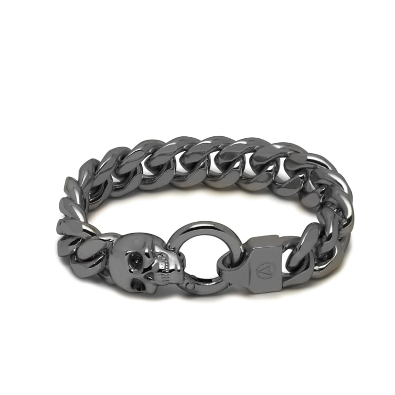 Thumbnail of Atticus Curb Skull Chain Bracelet In Gunmetal image