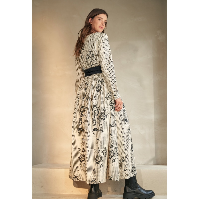 Thumbnail of Dots-Flower-Print Maxi Dress With Detachable Wide Belt image