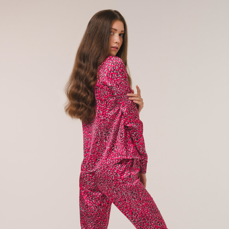 Pink Animalier 100% Silk Pajamas Pants