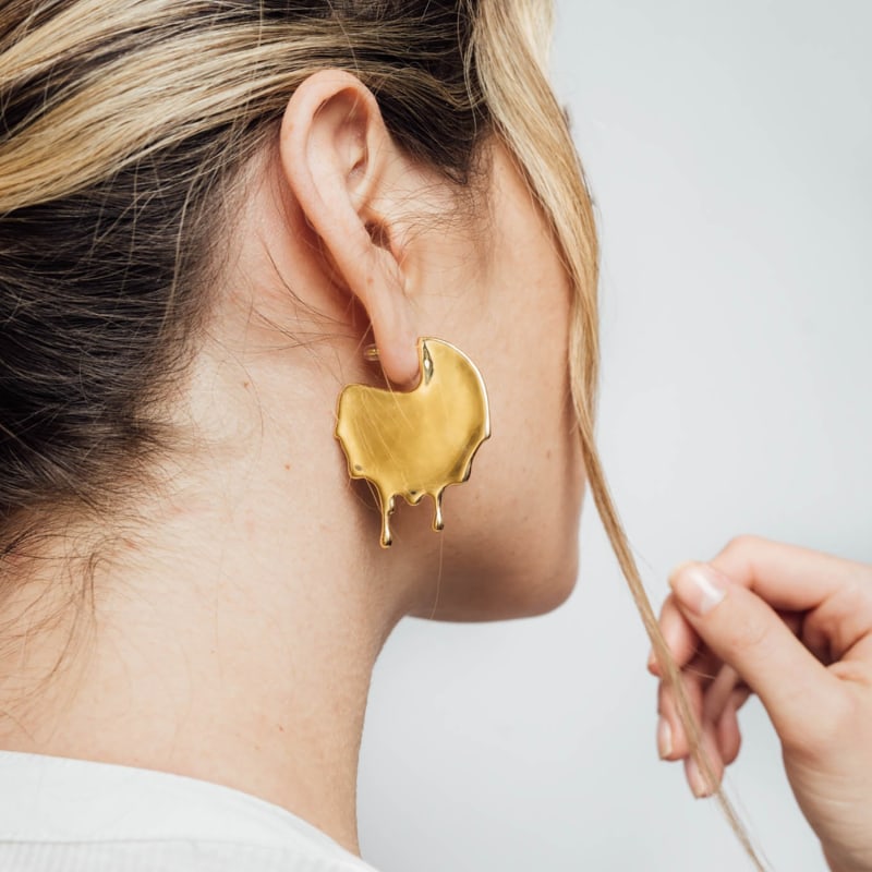 Thumbnail of Dripping Disk Gold Vermeil Earrings image