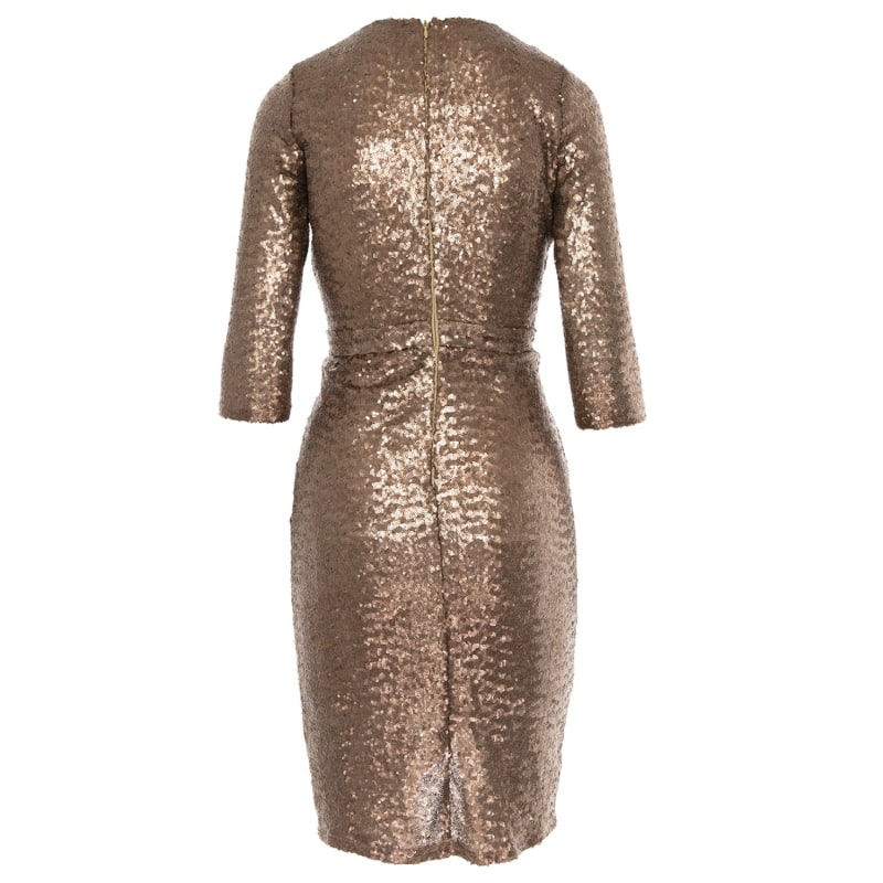 Thumbnail of Dubai Wrap Sequin Midi Dress In Bronze image