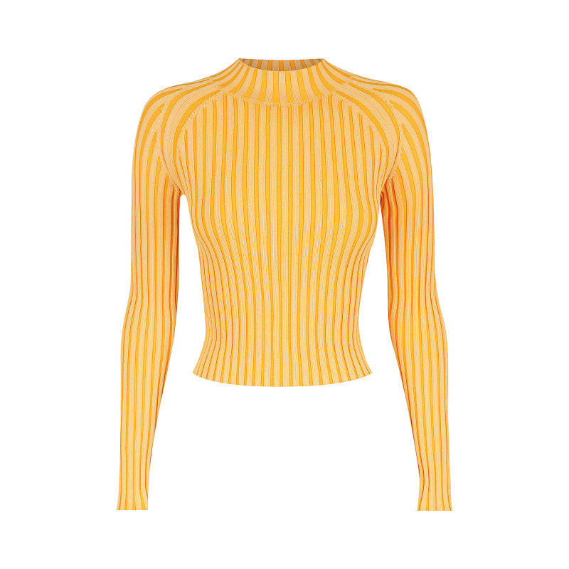 Thumbnail of The All Sorts Two-Tone Knit Top - Orange Crush image