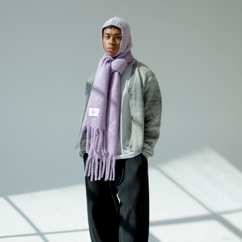 Thumbnail of The Alpaca Balaclava Fitted Hood In Lilac image