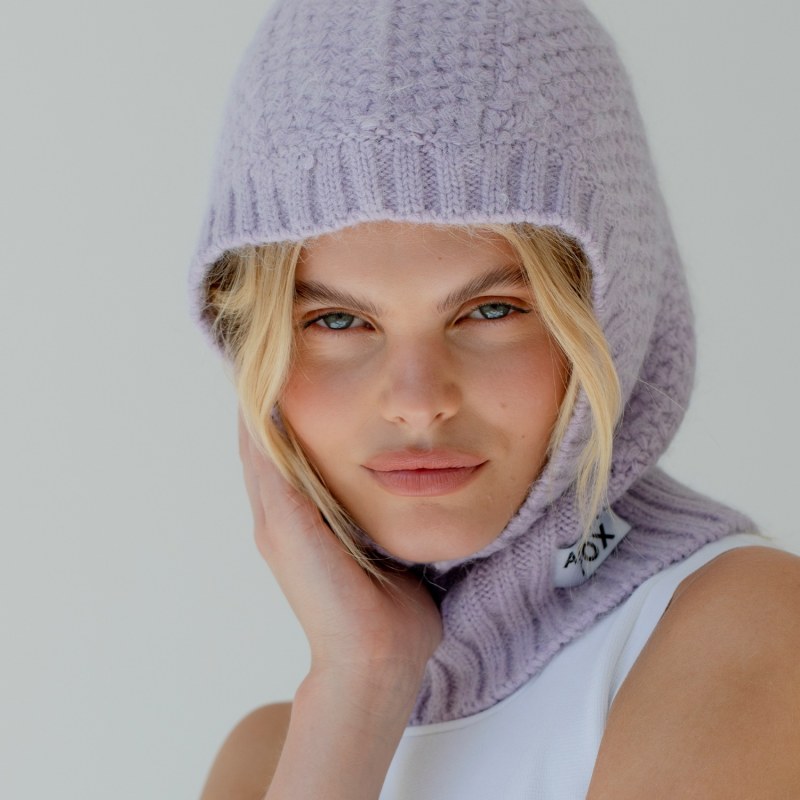 Thumbnail of The Alpaca Balaclava Fitted Hood In Lilac image