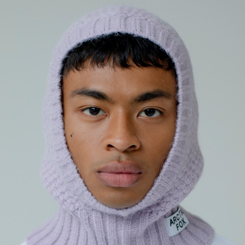 Thumbnail of The Alpaca Balaclava Fitted Hood In Lilac image