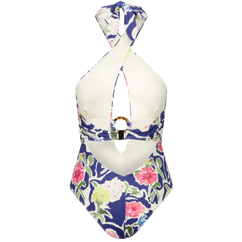 Thumbnail of The Anthea Floral Print Cross Neck Low Back Swimsuit image
