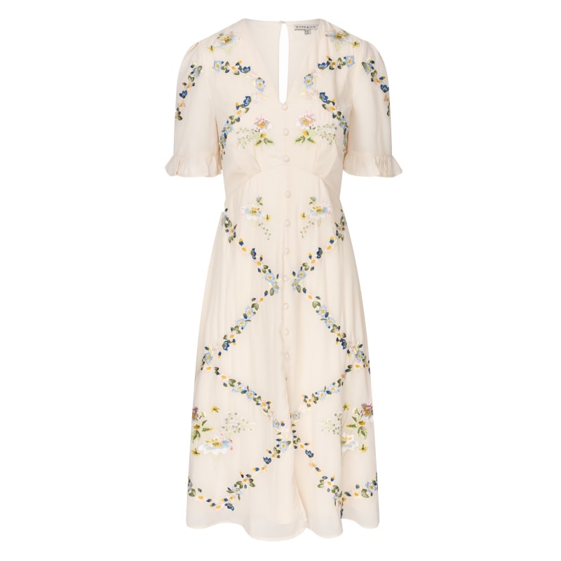 Hope and ivy embroidered button front midi hot sale dress