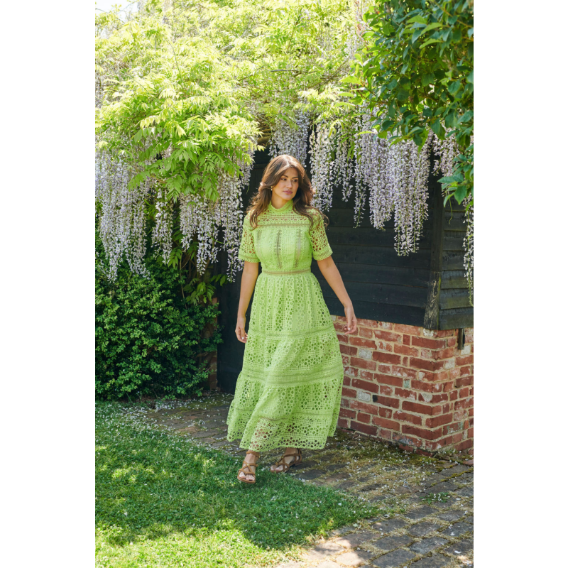 Thumbnail of The Badminton Broderie Dress Lime image