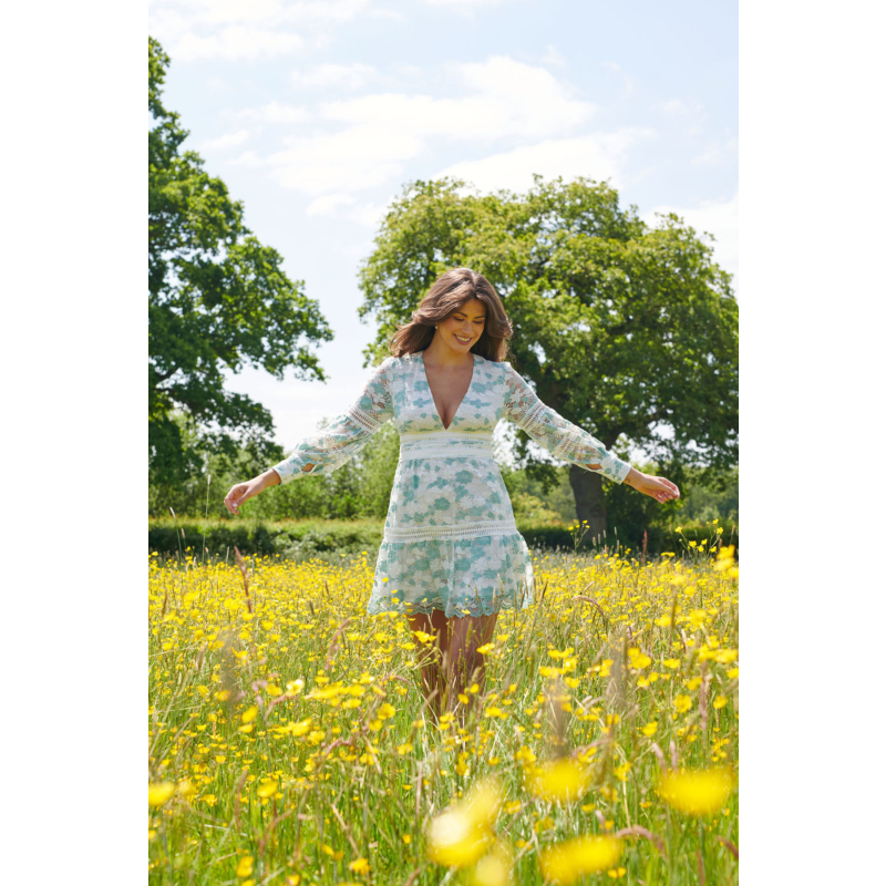 Thumbnail of The Cabo Lace Mini Dress Mint image