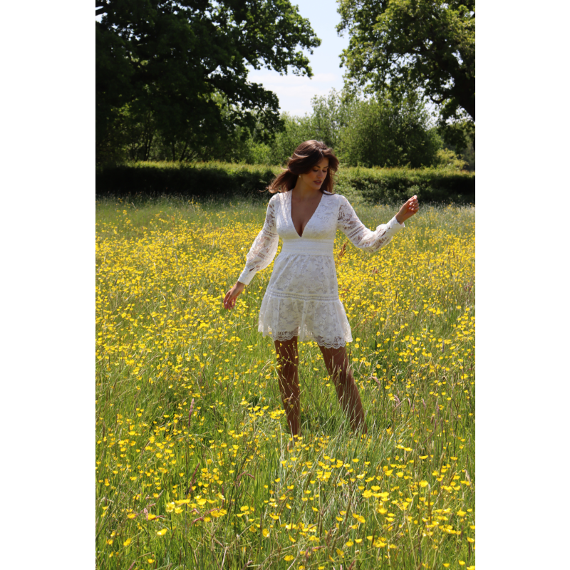 Thumbnail of The Cabo Lace Mini Dress White image