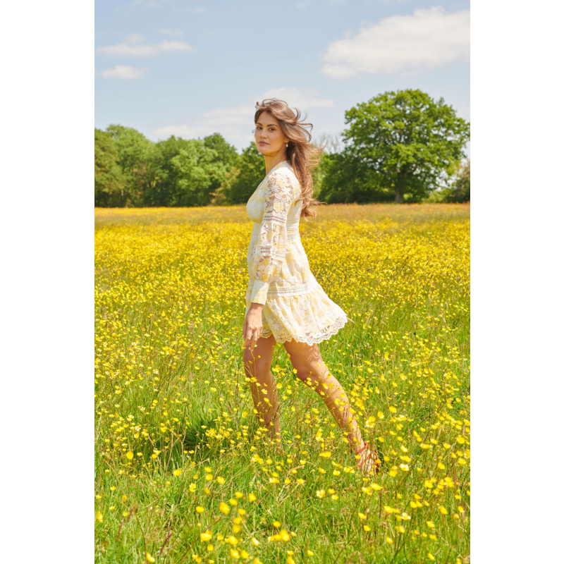 Thumbnail of The Cabo Lace Mini Dress Yellow image