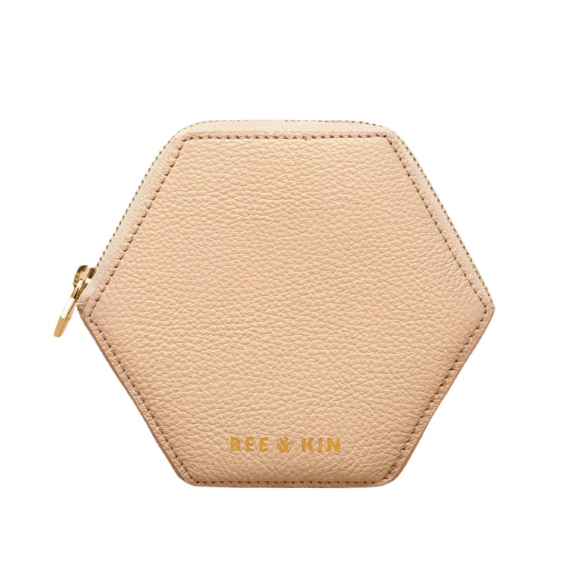 The Champ Coin Purse In Blush Bee Kin Wolf Badger